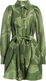 CIEBON Silvie Long Sleeve Tie Belt Shirtdress