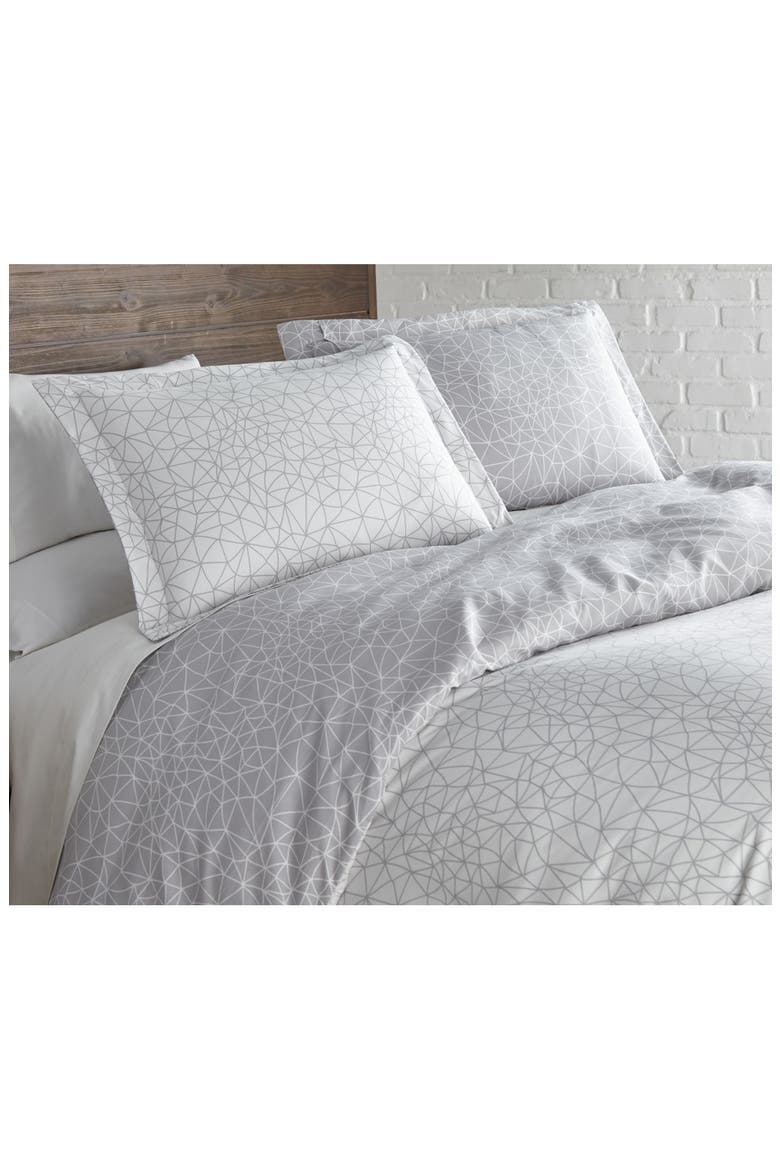 Modern Geometric Maze - Luxury Premium Oversized Duvet Cover Set, Main, color, GEO MAZE GREY