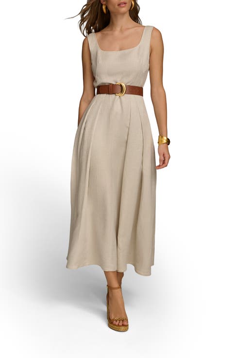 Sleeveless Linen Blend Midi Dress
