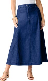 Roaman's Plus Size 24/7 Stretch A Line Maxi Skirt