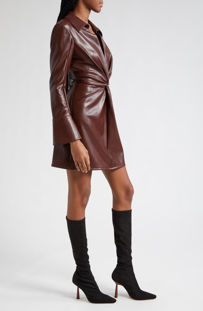 Cinq à Sept McKenna Long Sleeve Faux Leather Dress, Alternate, color, 