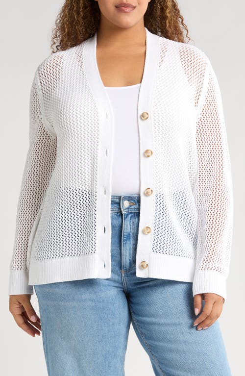 Shop Caslonr Caslon(r) Open Stitch Cotton Cardigan In White