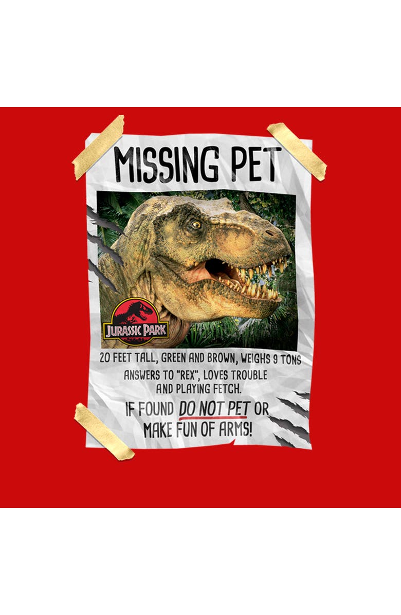 Jurassic Park Boy's Jurassic Park T. Rex Missing Pet  Graphic T-Shirt, Alternate, color, Red