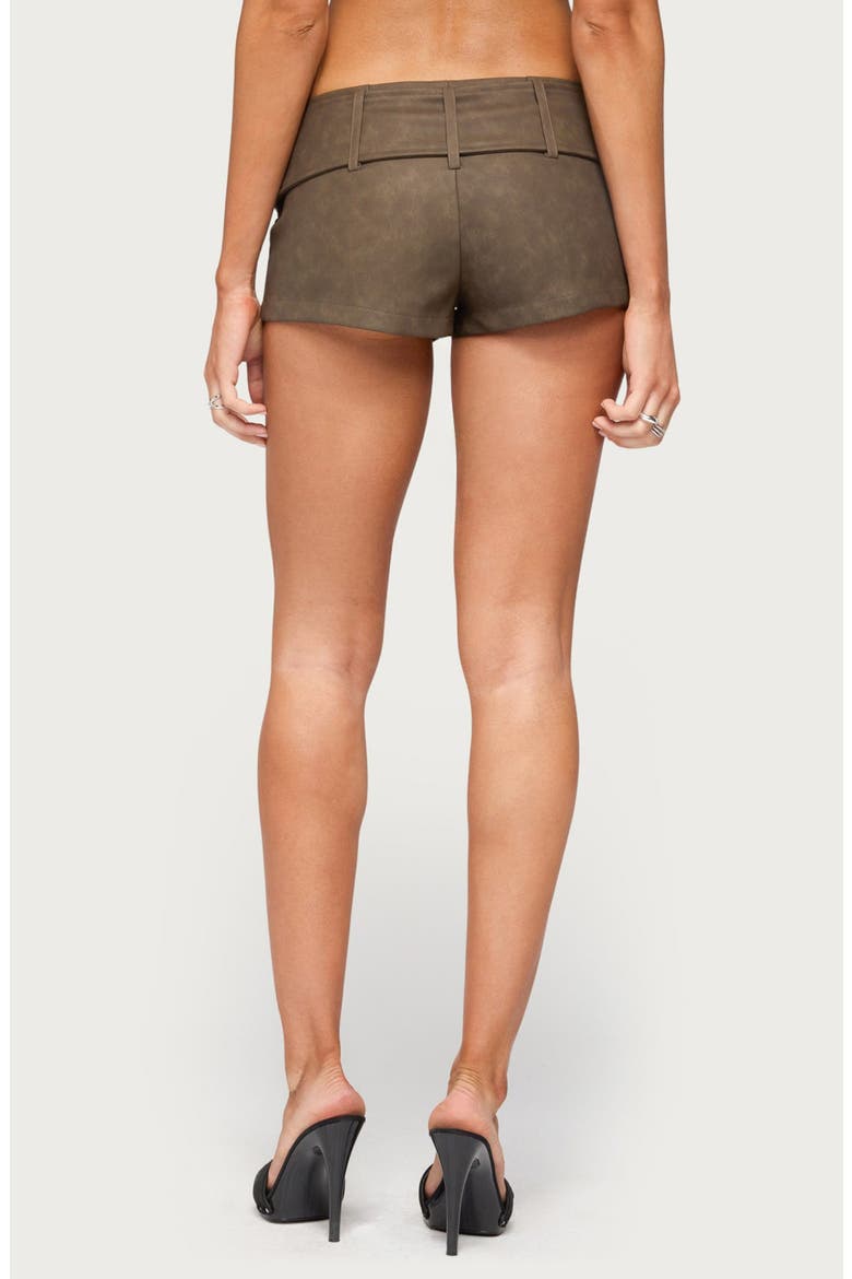 Darsy Faux Leather Micro Shorts, Alternate, color, BROWN