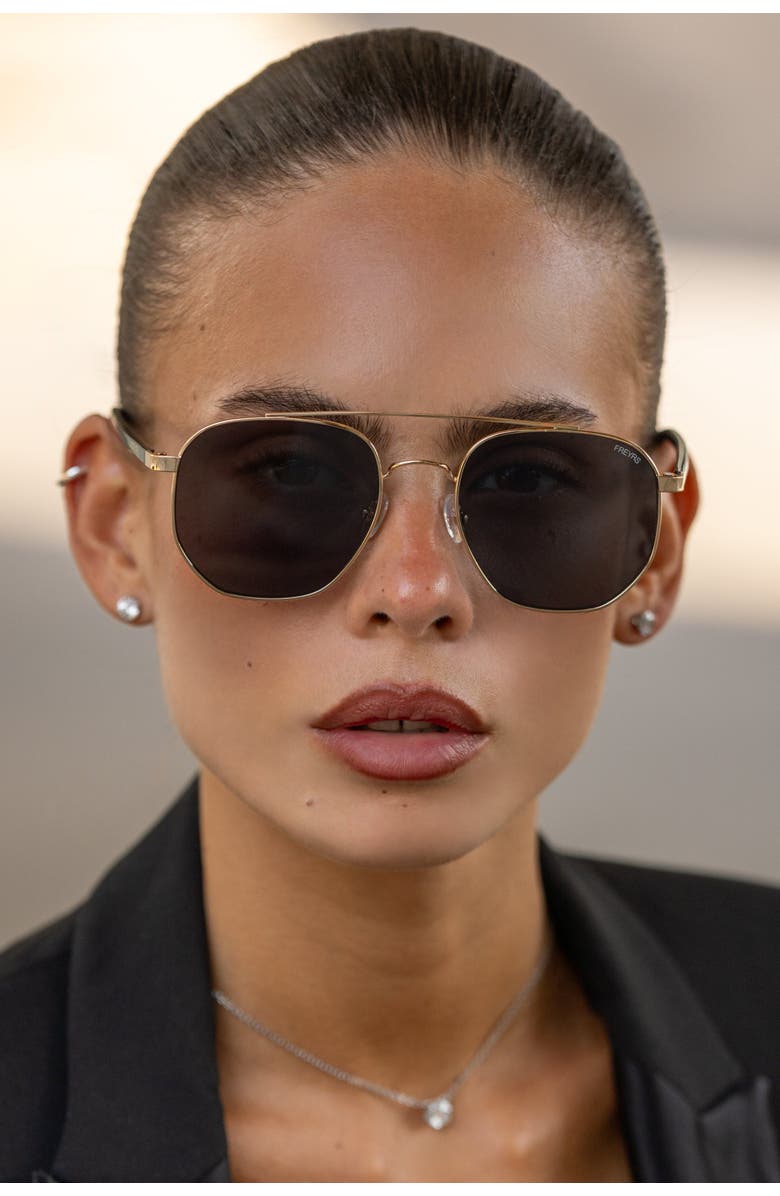 FREYRS Eyewear Austin Square Unixes Sunglasses, Alternate, color, Gold / Gray