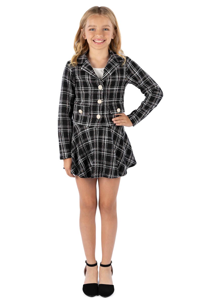Speechless Kids' Lurex Tweed Jacket, Skirt & Bag Set, Alternate, color, Black/ Multi