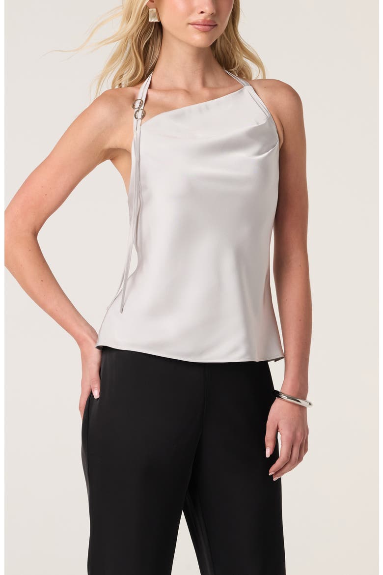 Variel Satin Halter Top, Main, color, SILVER