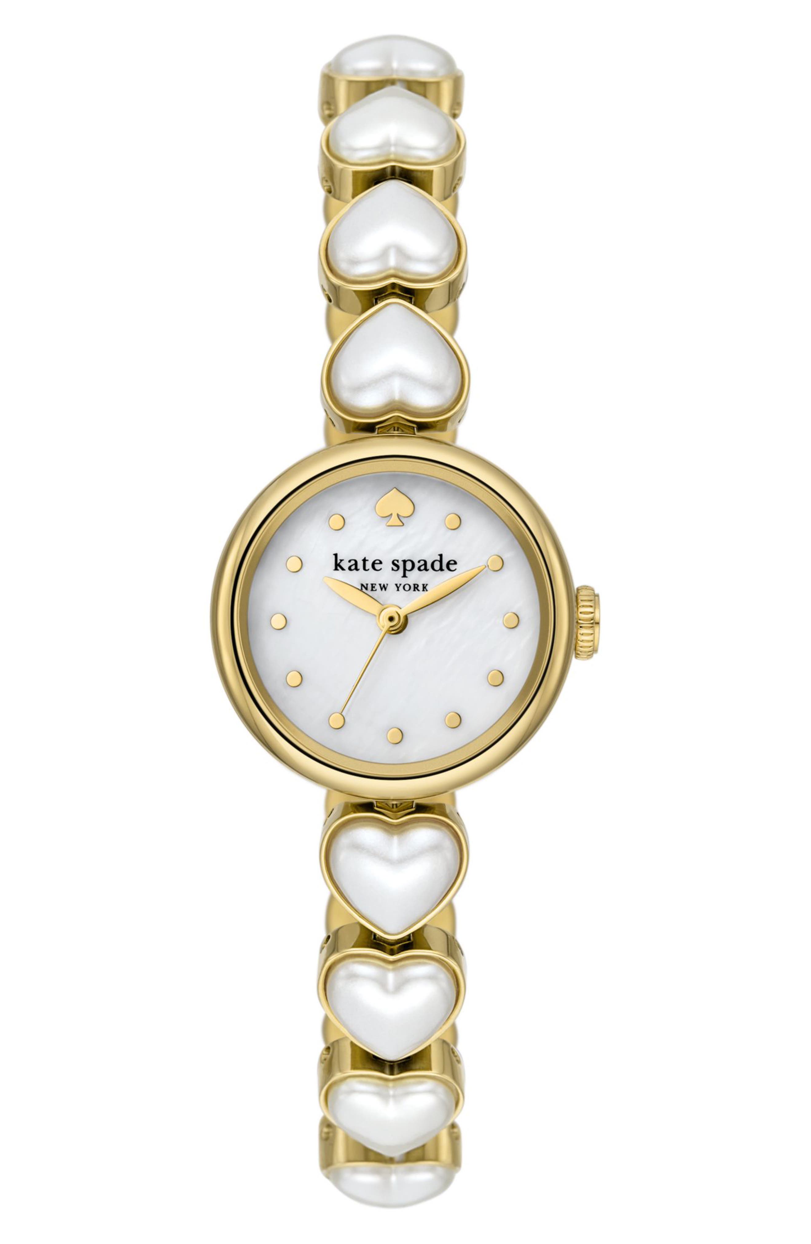 Kate Spade New York monroe imitation pearl heart bracelet watch, 24mm