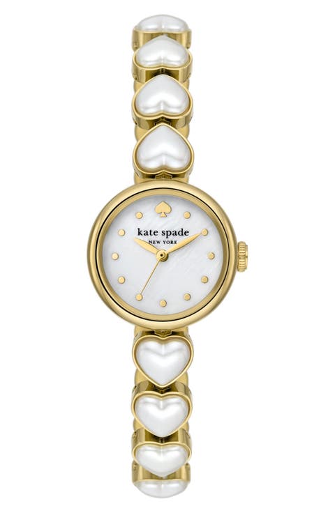 monroe imitation pearl heart bracelet watch, 24mm