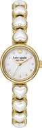Kate Spade New York monroe imitation pearl heart bracelet watch, 24mm