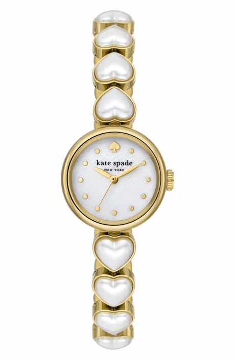 Kate Spade New York monroe imitation pearl heart bracelet watch, 24mm