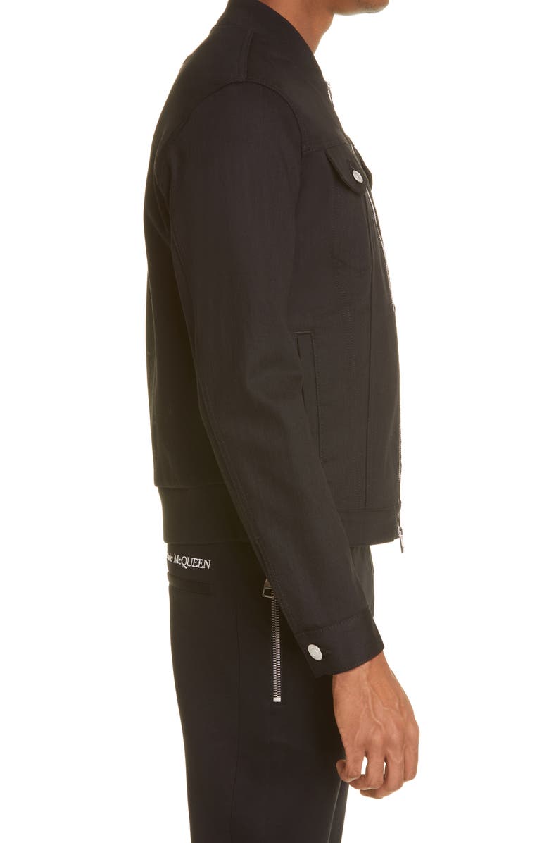 McQueen Alexander McQueen Graffiti Logo Denim Jacket, Alternate, color,