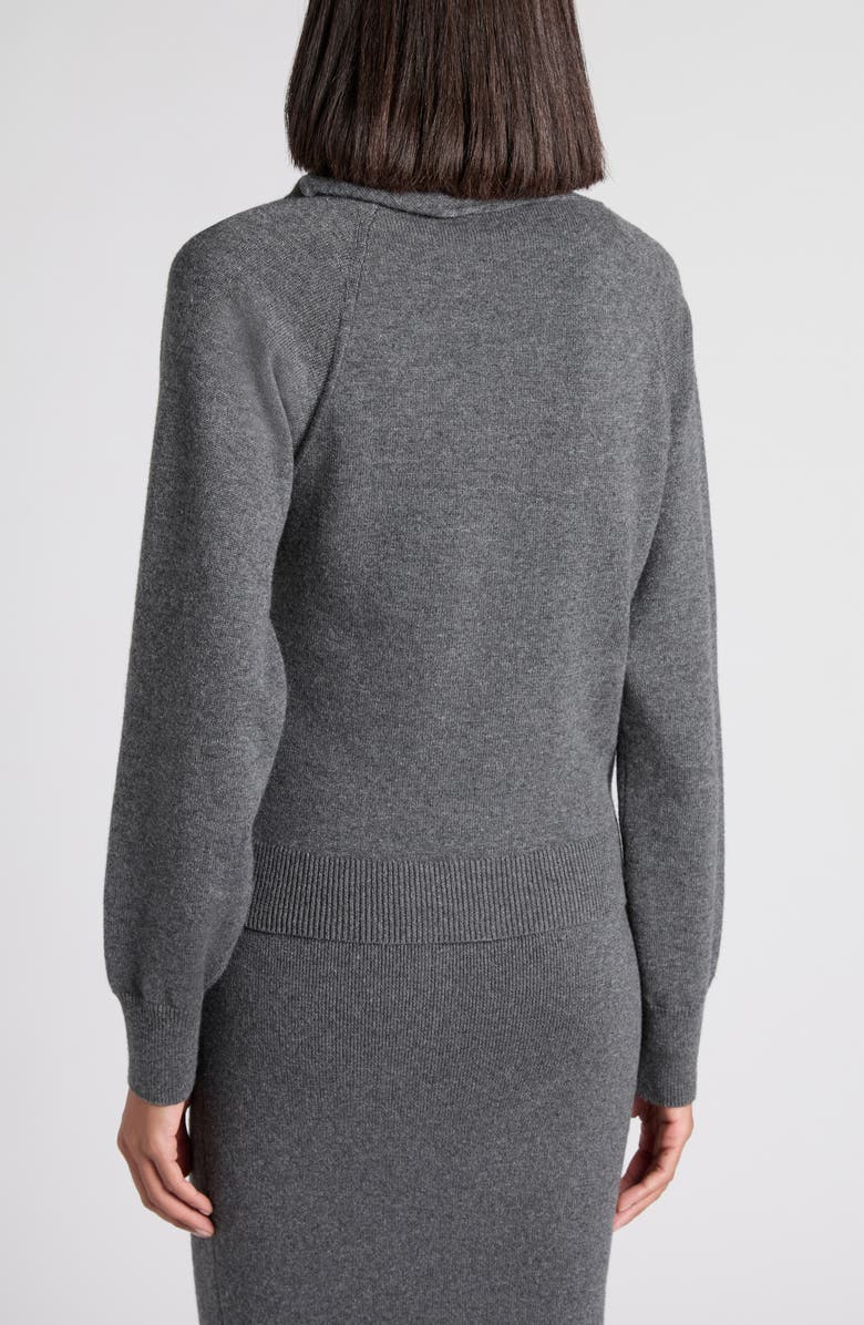 TOM FORD Wrap Detail Cashmere & Cotton Sweater, Alternate, color, Ig712 Dark Grey Melange