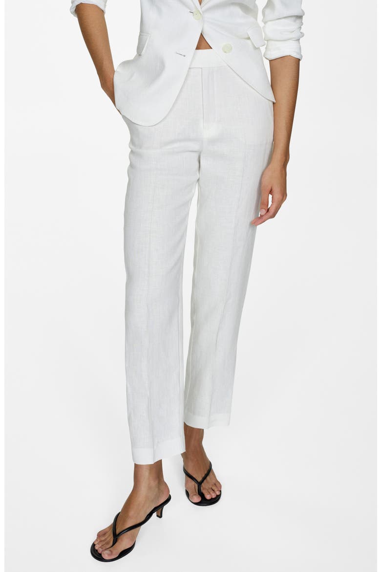 Straight Leg Linen Pants, Main, color, WHITE