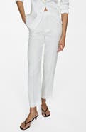 MANGO Straight Leg Linen Pants
