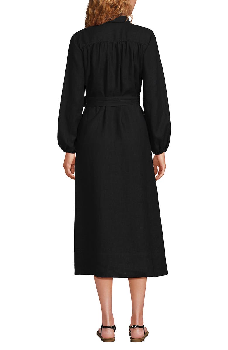 Lands' End Linen Long Sleeve Midi Shirt Dress, Alternate, color, 