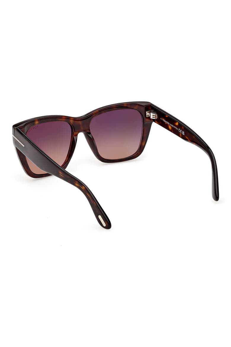 Flynn 55mm Gradient Butterfly Sunglasses, Alternate, color, SHINY CLASSIC DARK HAVANA /T/ LOGO / GRADIENT PLUM TO SAND LENS