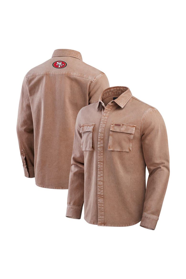 Men's Darius Rucker Collection by Fanatics Brown San Francisco 49ers Garment Dyed Long Sleeve Full Snap Shirt, Main, color, Brown