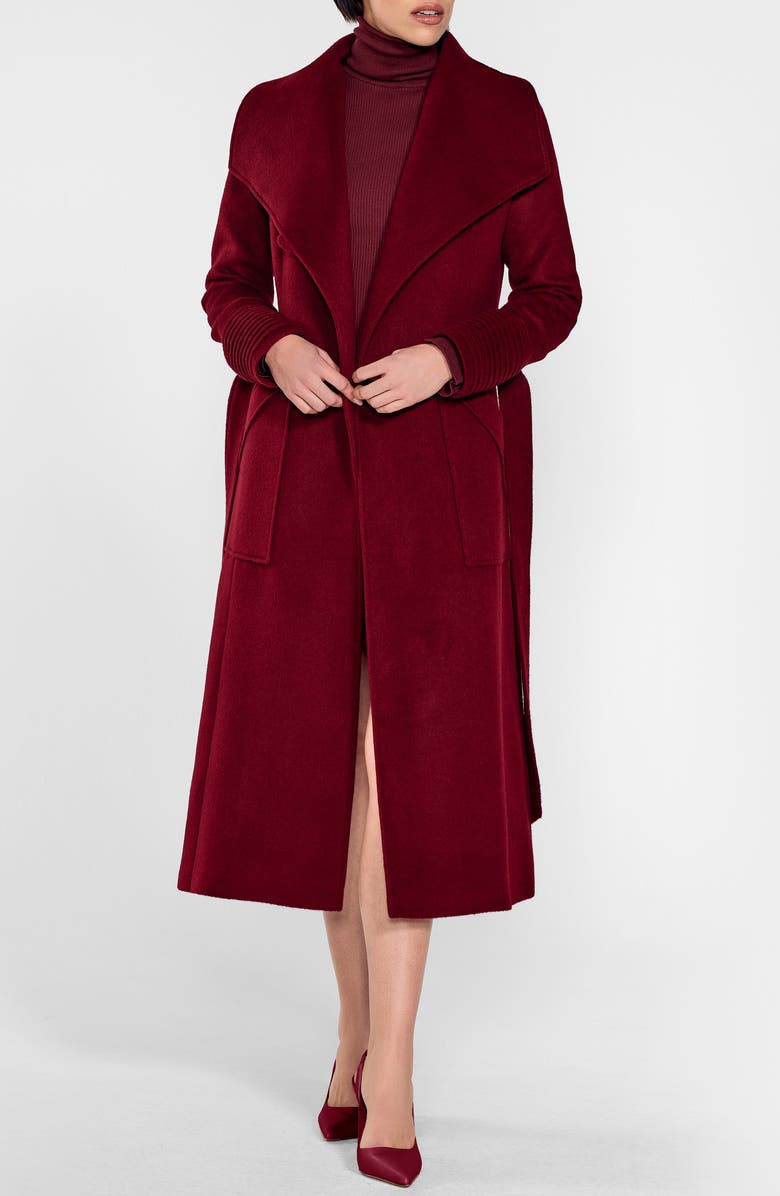 SENTALER Shawl Collar Alpaca & Wool Longline Coat, Main, color, Garnet Red