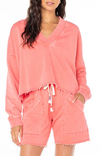 Roxy Lowland Pullover V-neck Sweater In Pink