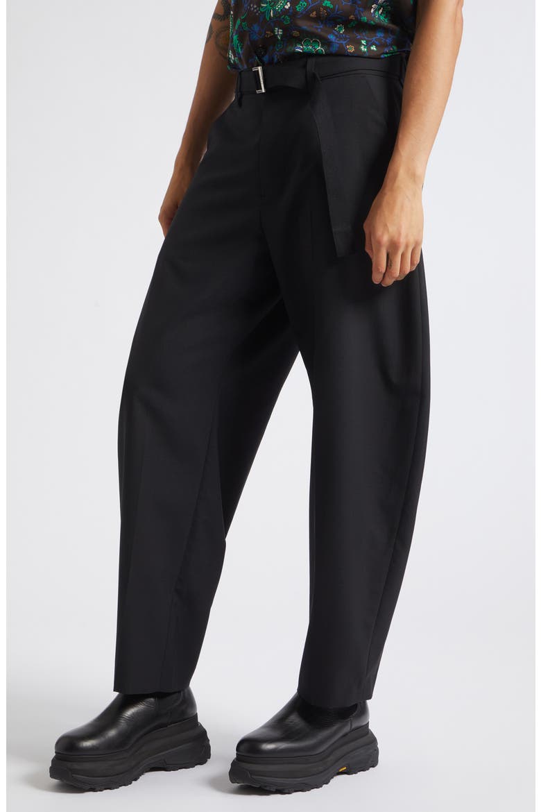 Barrel Leg Suiting Pants, Alternate, color, BLACK