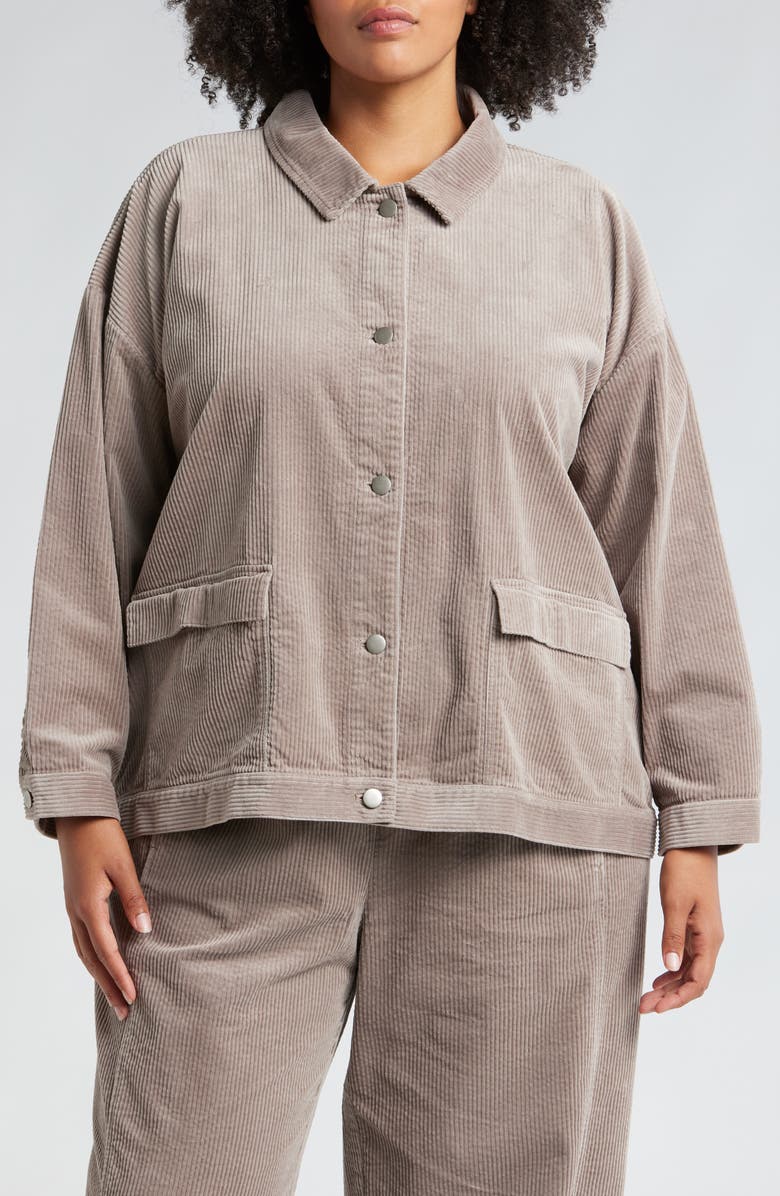 Eileen Fisher Classic Collar Corduroy Jacket, Alternate, color, Taupe