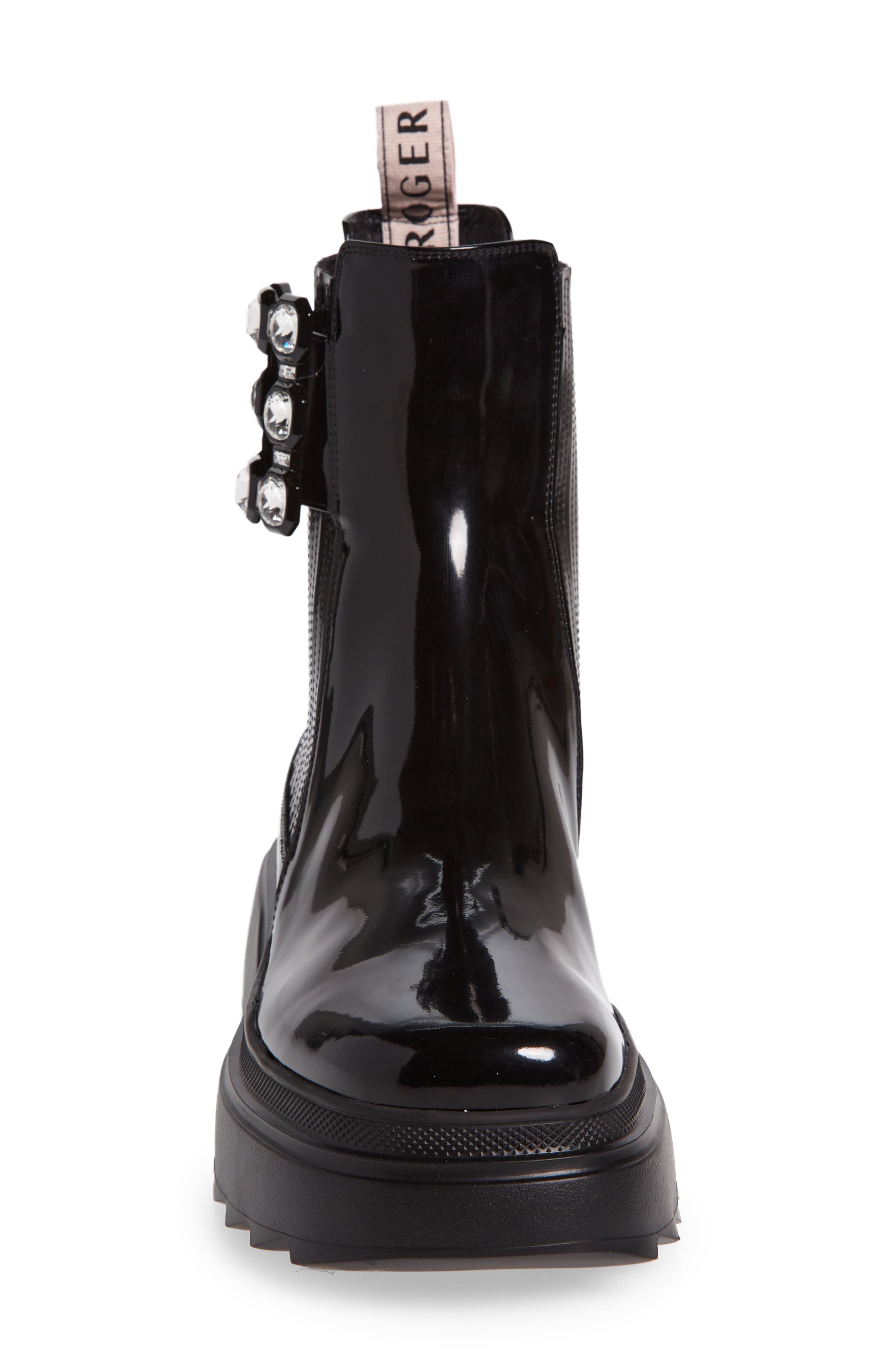 Roger Vivier Wallaviv Crystal Buckle Chelsea Boot, Alternate, color, Black