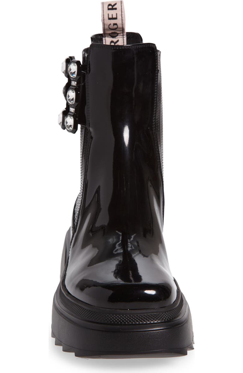 Roger Vivier Wallaviv Crystal Buckle Chelsea Boot, Alternate, color, Black