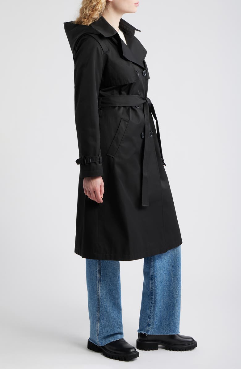 Sam Edelman Double Breasted Belted Trench Coat, Alternate, color, Black