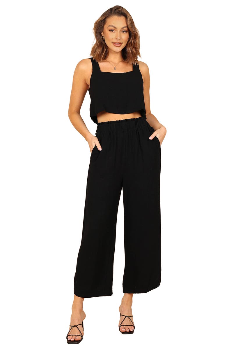 Petal & Pup Eleanor Linen Crop Tank, Alternate, color, Black