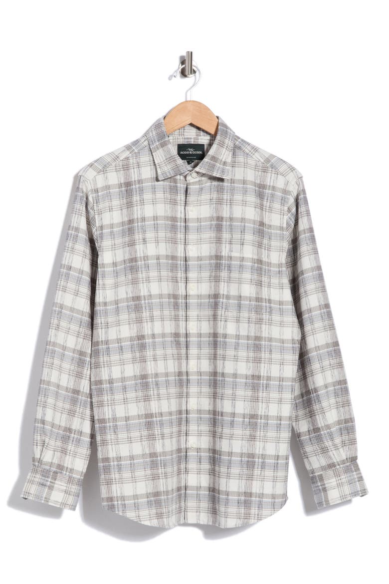 Yarn Dyed Plaid Sports Fit Cotton Button-Up Shirt, Main, color, STONE