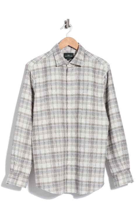 Yarn Dyed Plaid Sports Fit Cotton Button-Up Shirt