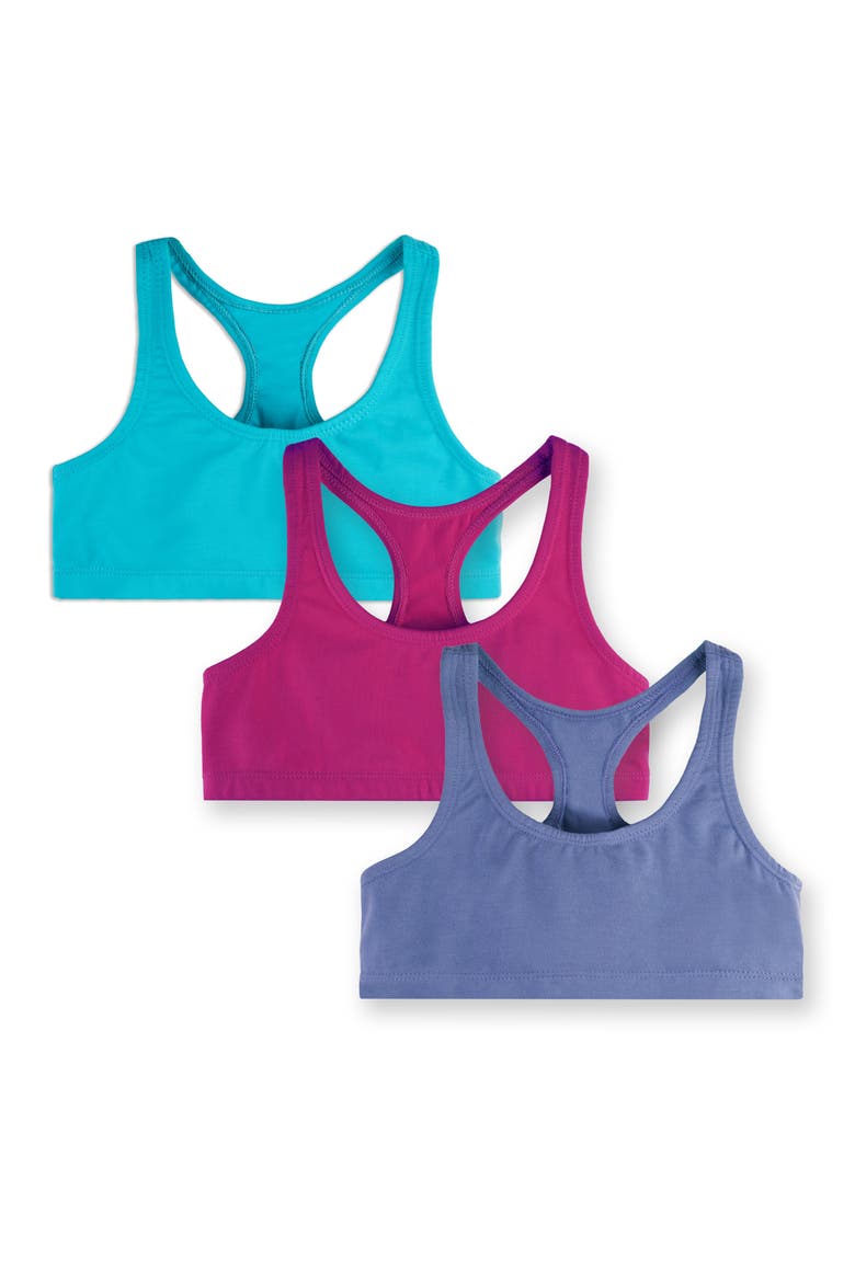 Organic Cotton Girls Sports Bras 3-pk, Main, color, Bright Lights