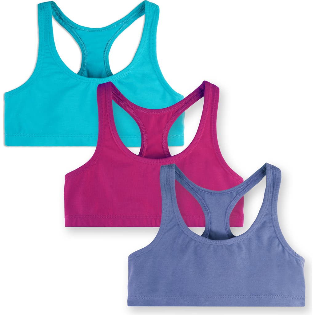 Mightly Organic Cotton Girls Sports Bras 3-pk in Bright Lights at Nordstrom, Size Medium