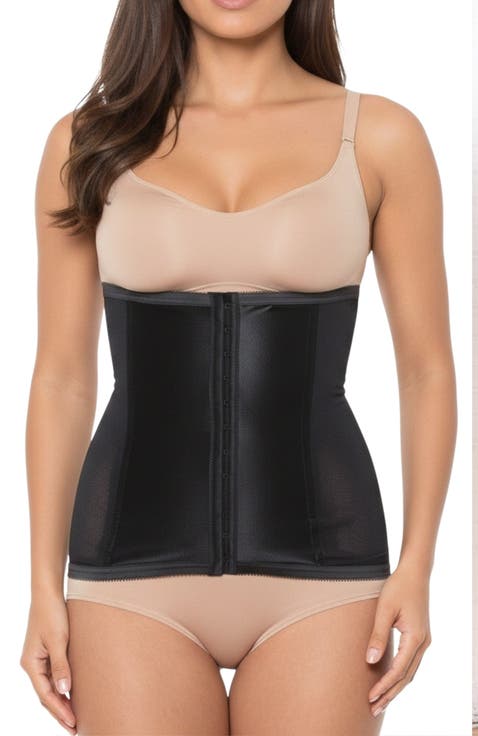 Shapette Powermesh Satin Panel Waist Cincher (Regular & Plus Sizing)