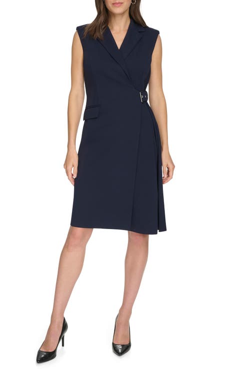 Sleeveless Side Buckle Wrap Dress