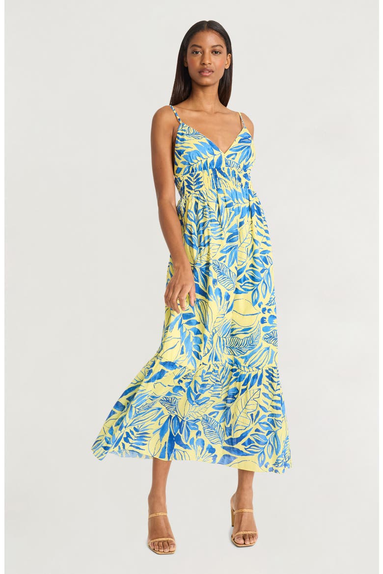 Tiered Cotton Sundress, Alternate, color, LIME/ BLUE