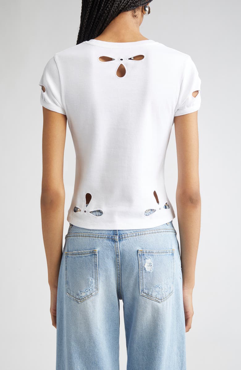 Coperni Petal Cutout Slim Fit Cotton T-Shirt, Alternate, color, White