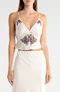 KITTENISH Embroidered Crop Satin Babydoll Camisole