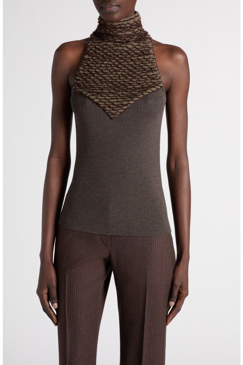 Wool Blend High Neck Sleeveless Top, Main, color, BROWN