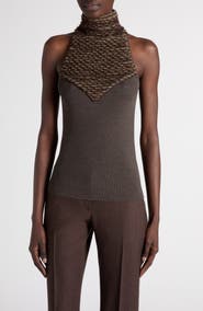 McQueen Wool Blend High Neck Sleeveless Top