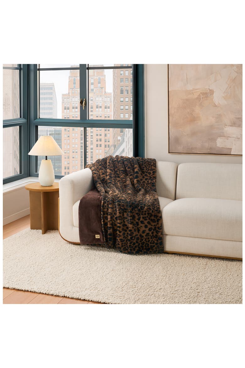 Everett Faux Fur Throw Blanket, Alternate, color, BLACK LEOPARD