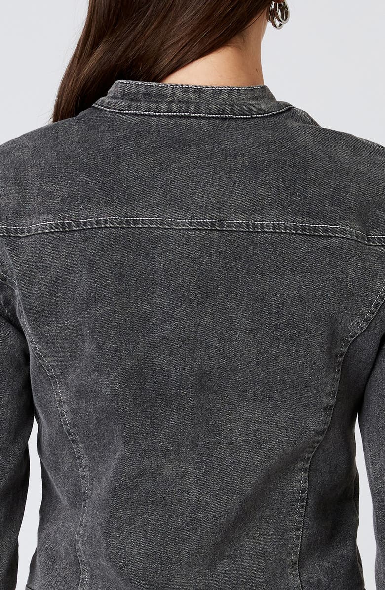 Nia Julia Denim Moto Jacket, Alternate, color, Black