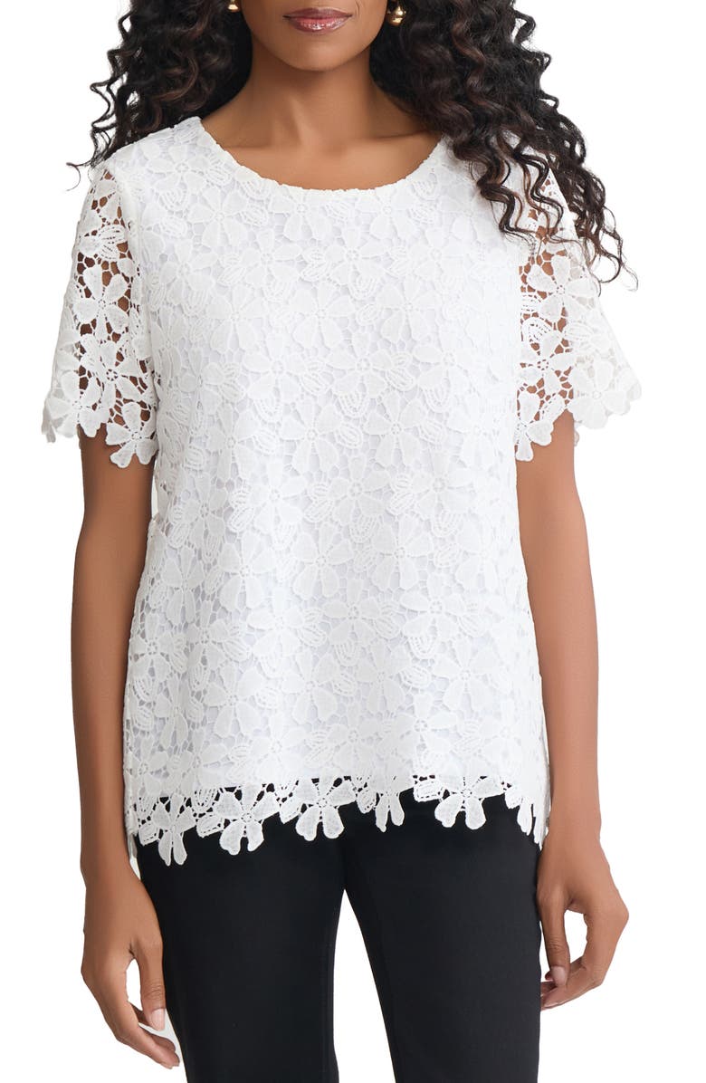 Jones New York Floral Lace Top, Main, color, 
