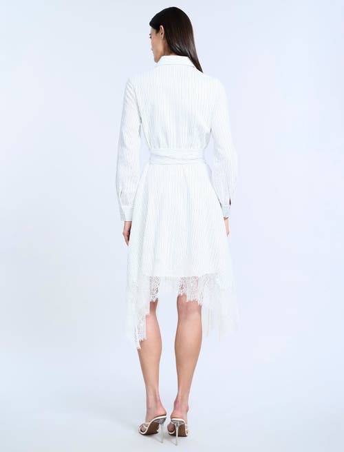 Bcbg Striped Shirt Dress With Lace In White