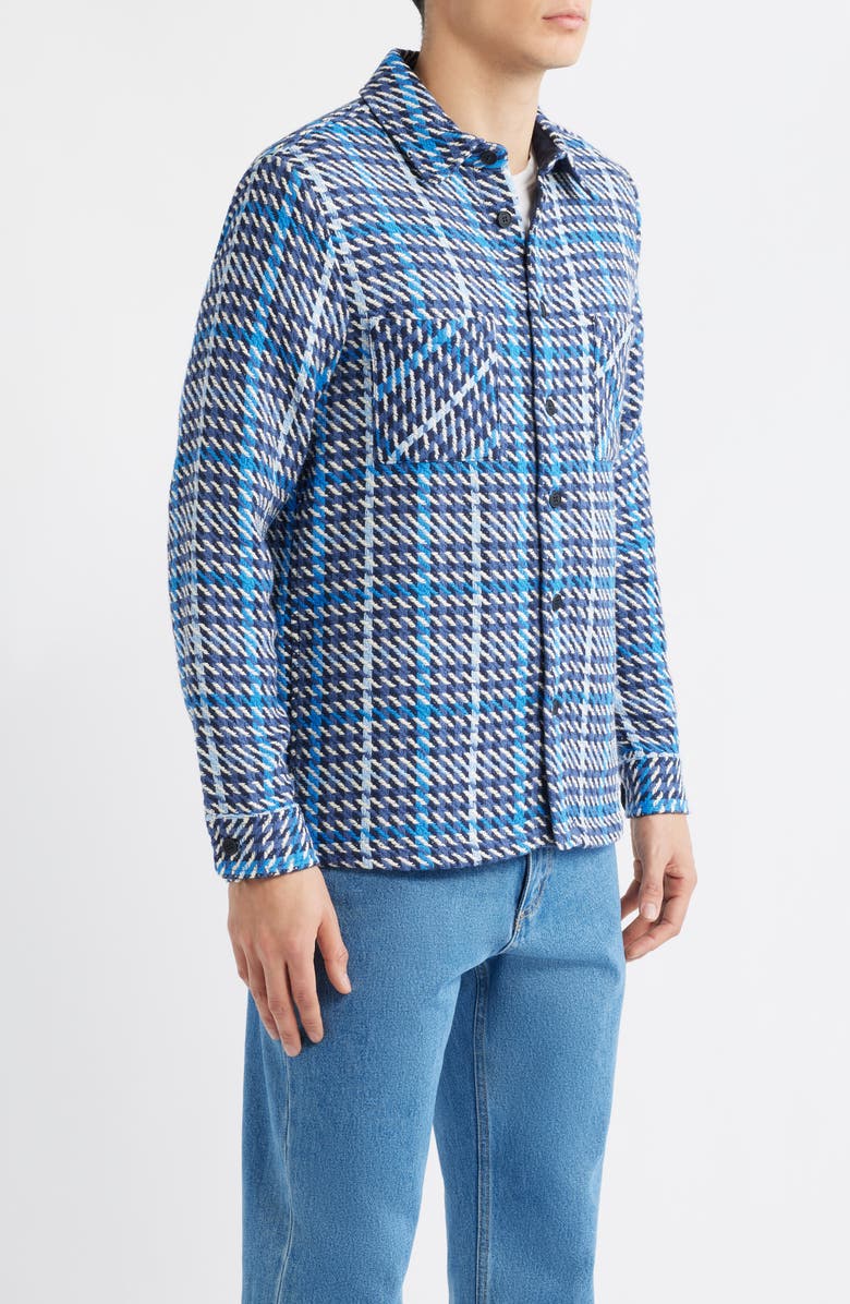 Wax London Whiting Houndstooth Check Overshirt, Alternate, color, Navy / Blue