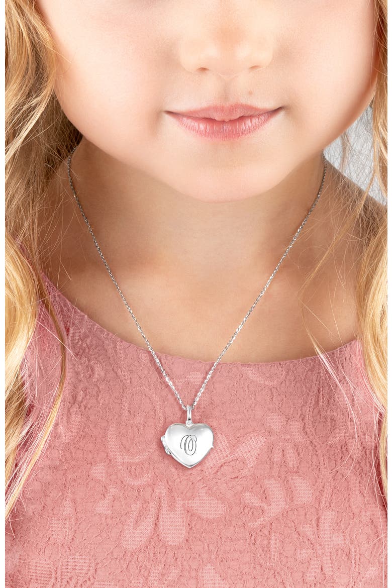 Sterling Silver Heart Locket & Engraved Initial 14-16" Necklace, Alternate, color, Silver - O