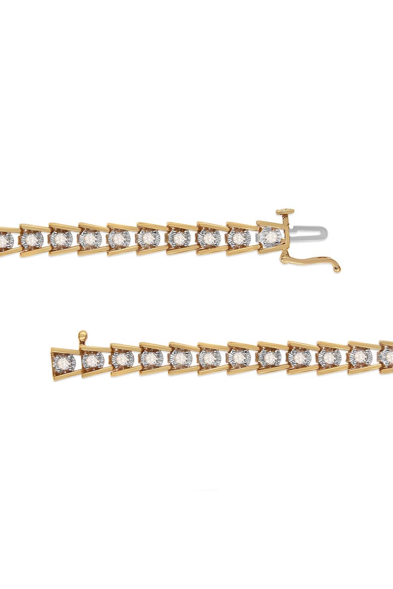 14K Yellow Gold Plated Silver 2.00 Cttw Miracle Set Diamond Wave Link Bracelet, Alternate, color, Yellow