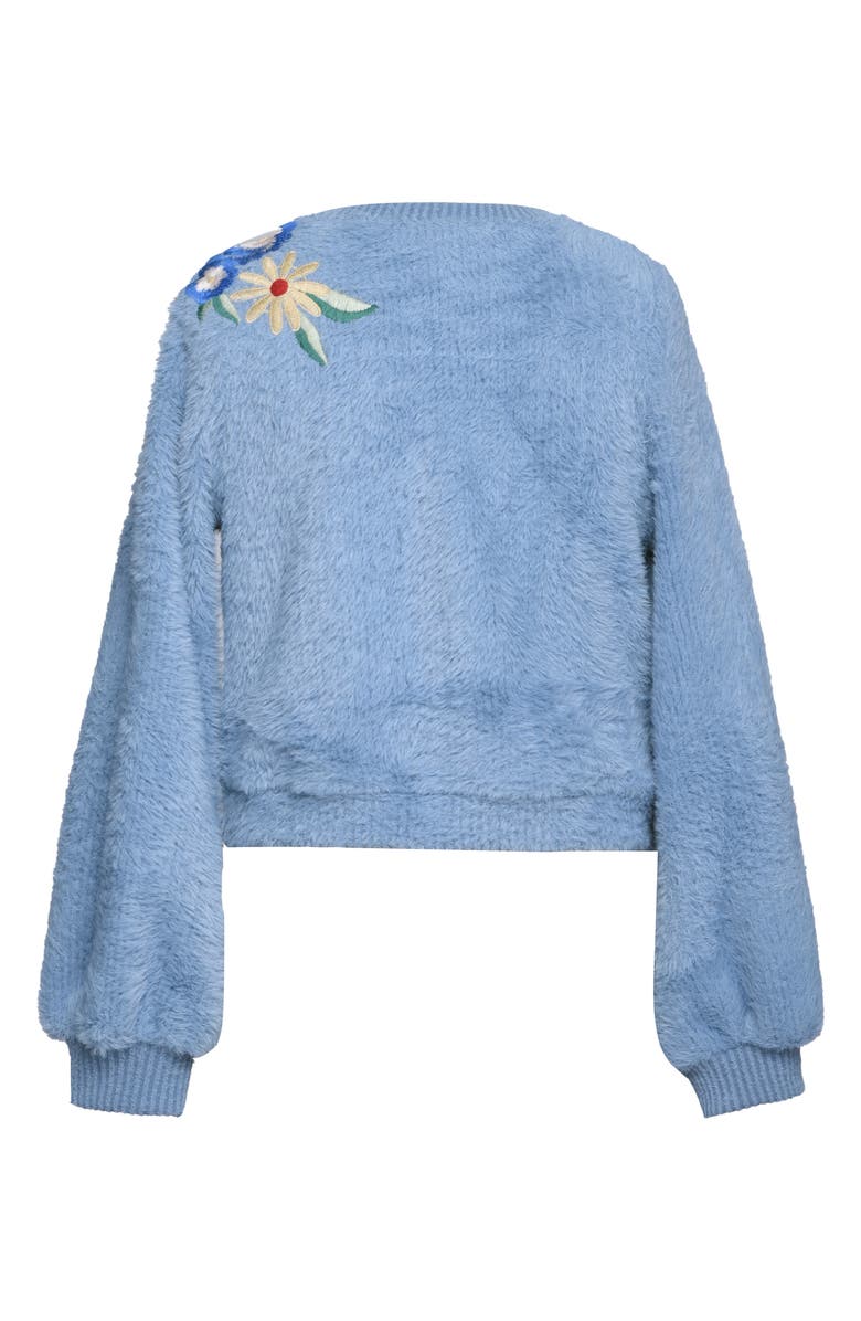 Hannah Banana Kids' Embroidered Flower Sweatshirt, Alternate, color, Blue