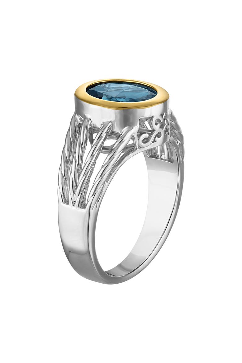 London Blue Topaz Bezel Ring, Alternate, color, WHITE